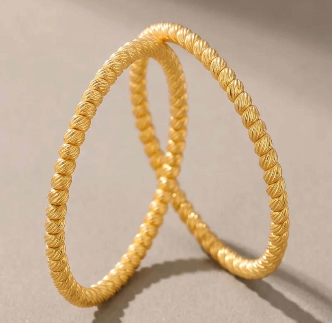 Luxury Gold Twist Bangles 18k gold plated stainless (one)