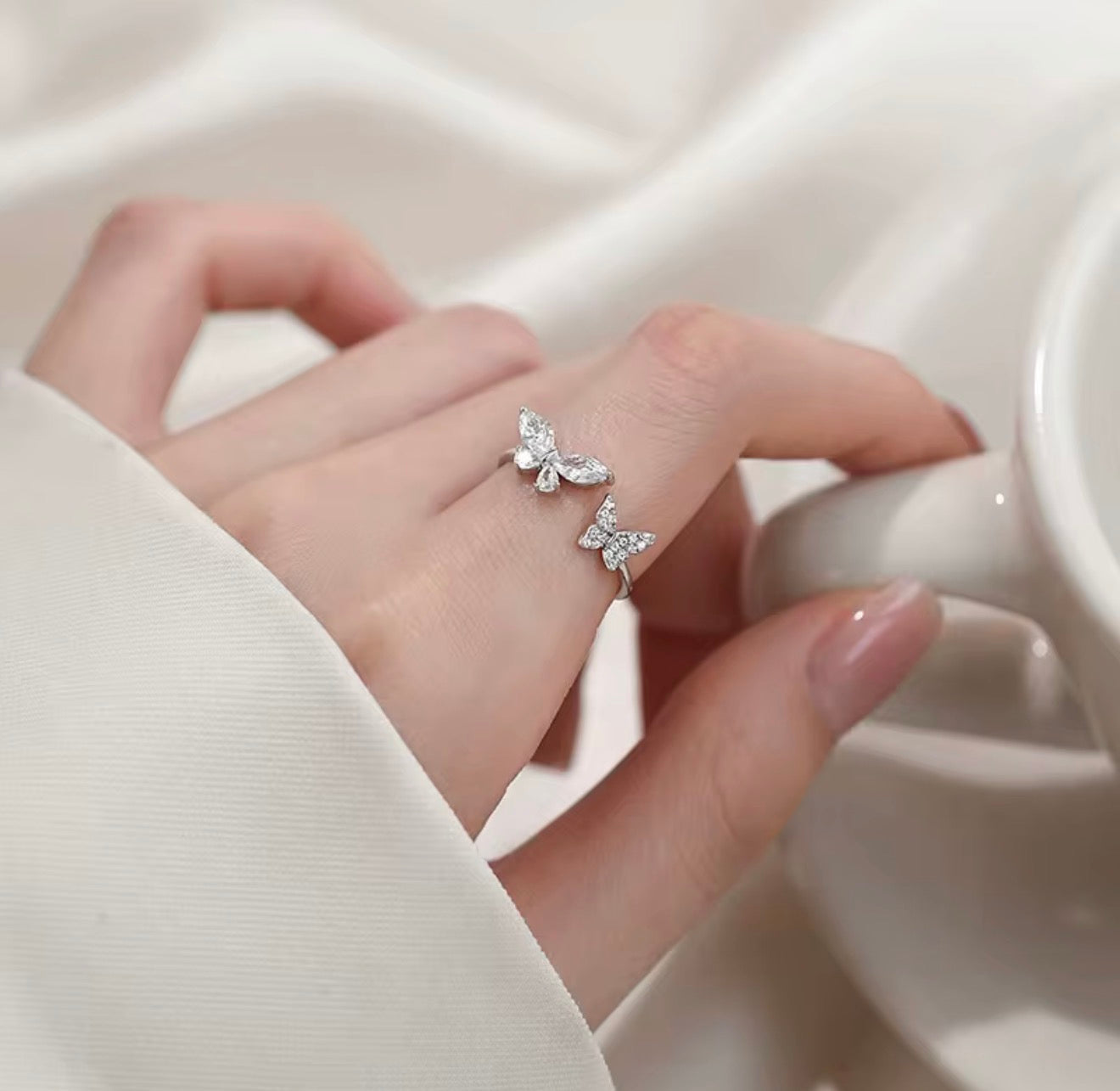 925 sterling silver super cute butterfly high end ring