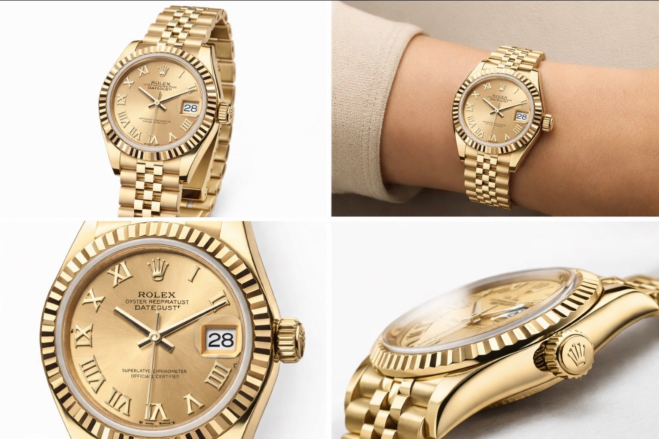 Rolex luxurious watch Elegant Finish
Royal Gold Roman Numeral Date Watch