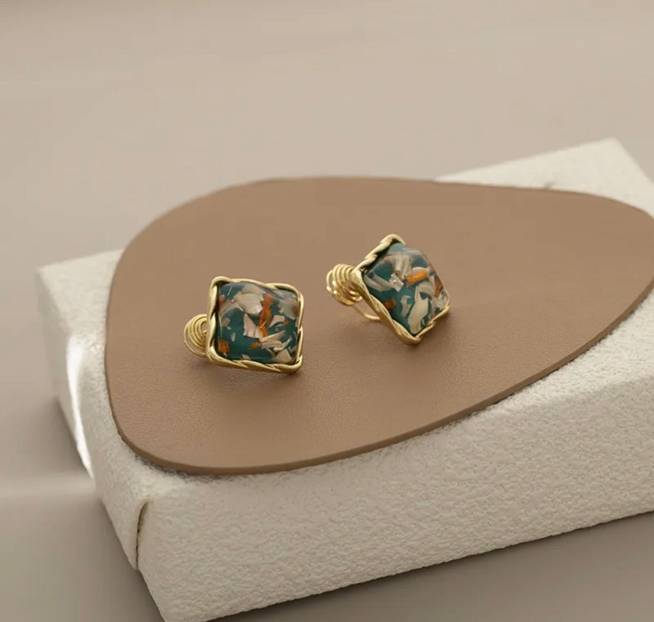 Vintage Mosaic Gold Earrings ✨316L stainless steel