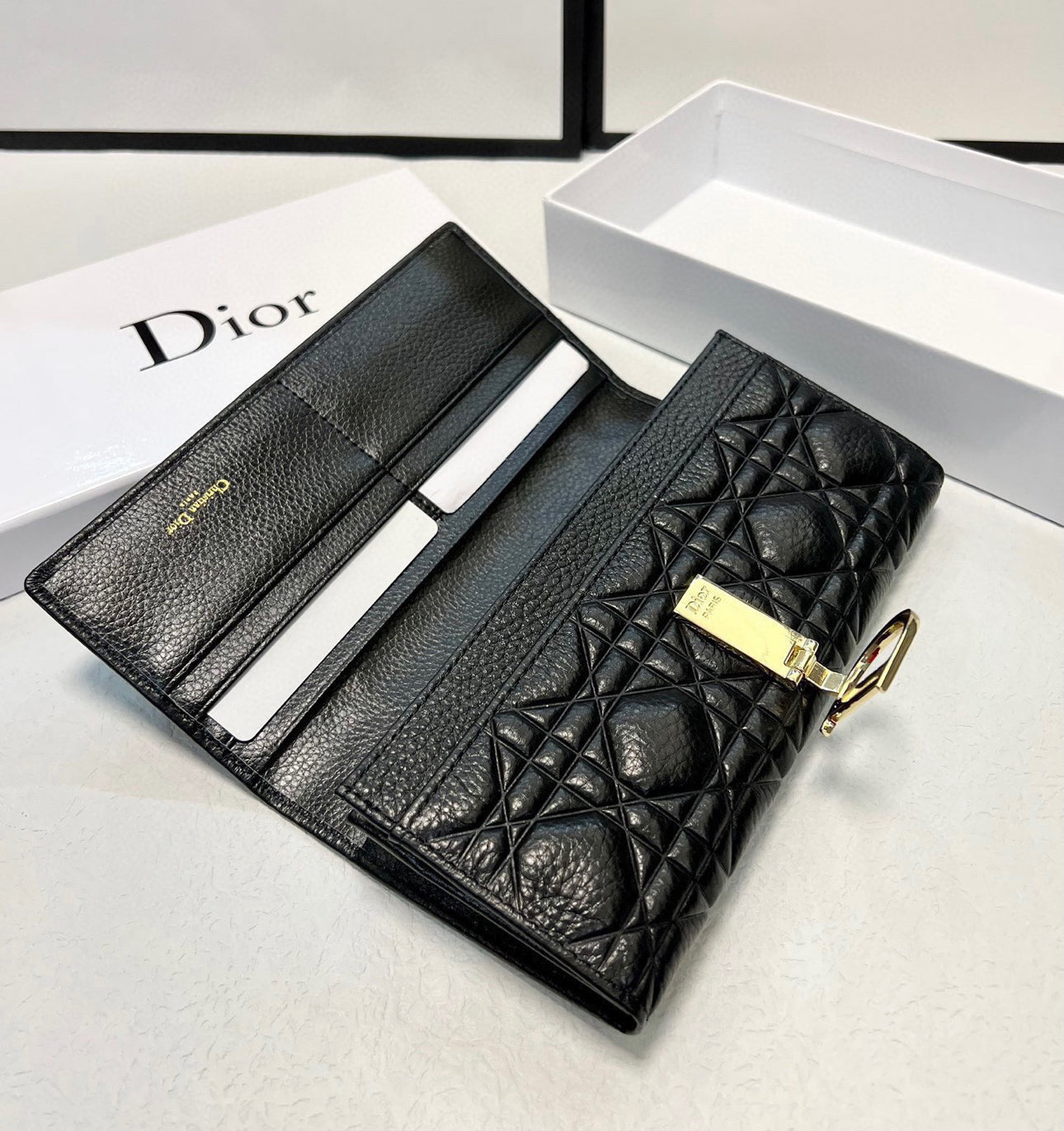Dior black wallet with premium leather finish