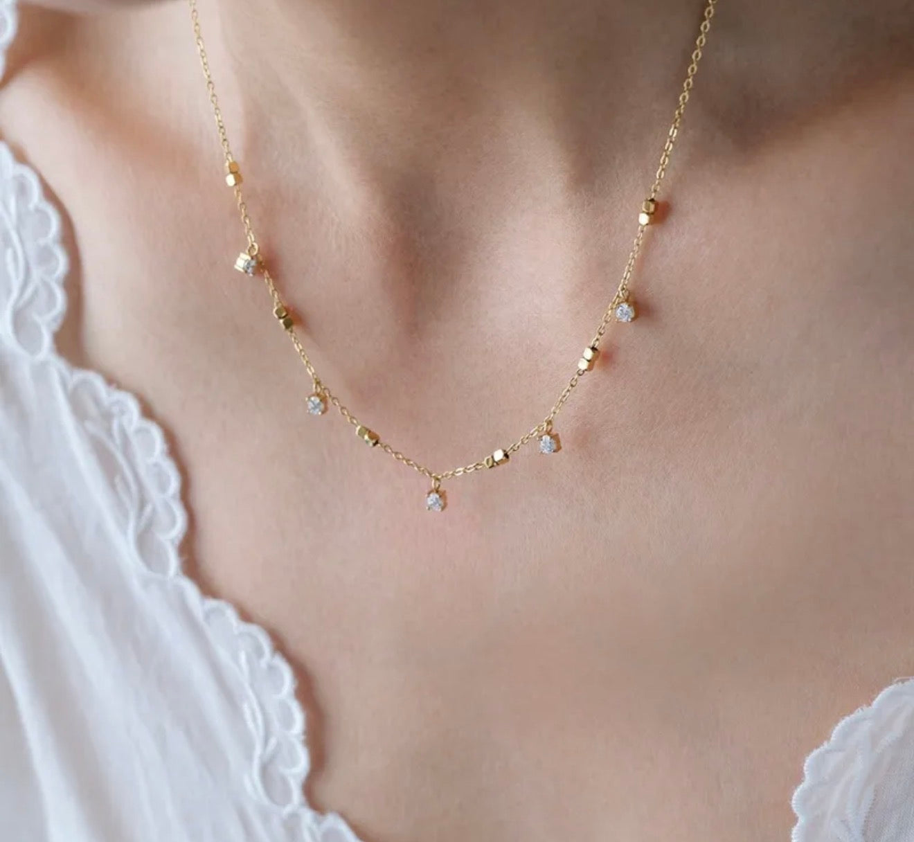 * Starlight Charm Necklace 304 stainless steel 18k gold plated