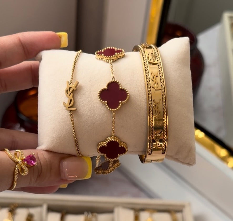 YSL & Van Cleef Burgundy Gold Stack ✨316L stainless in premium quality