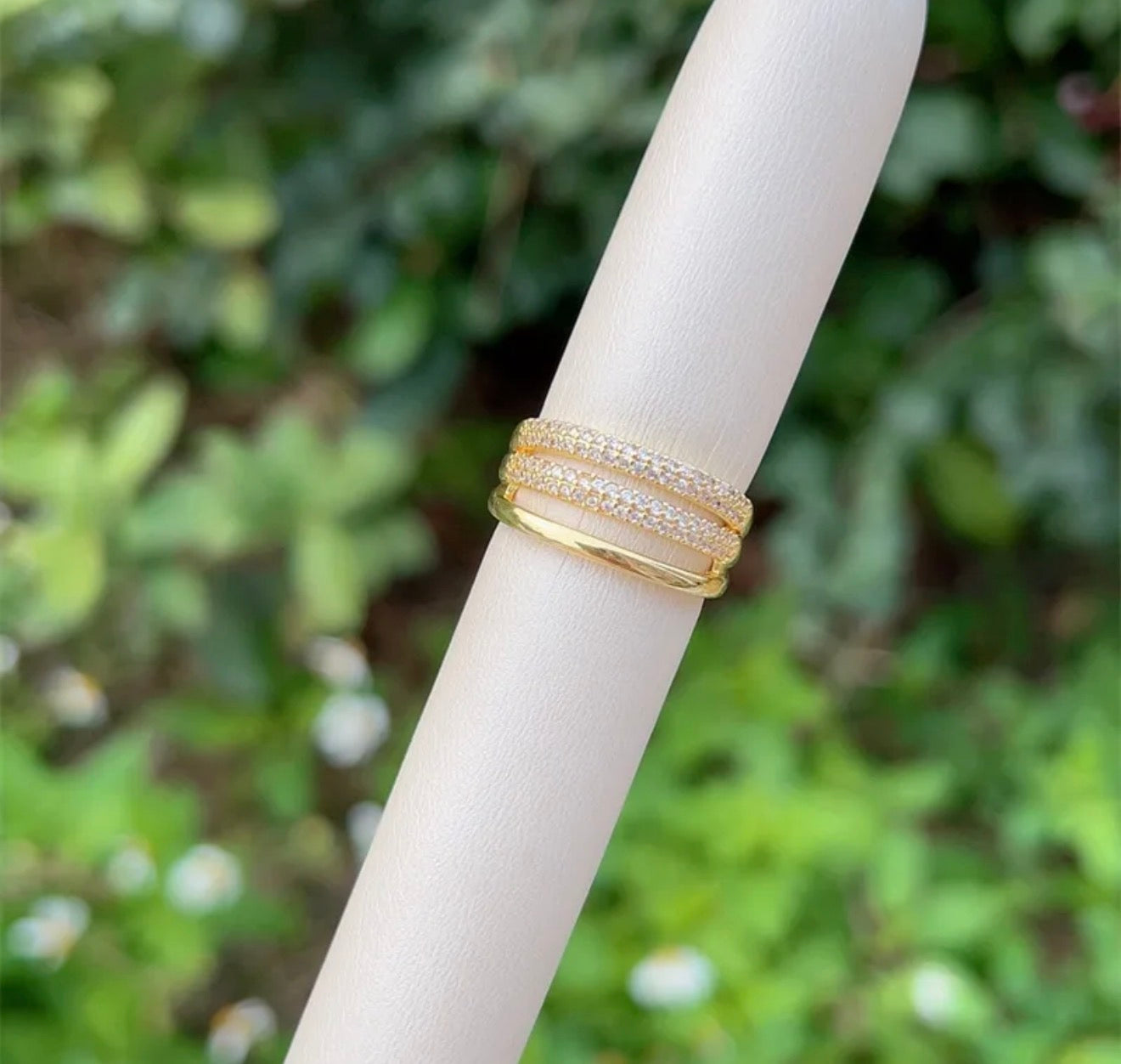 18K Gold Plated Luxe Layers Ring | Everyday Elegance stainless