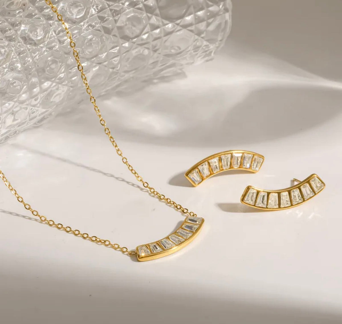 Baguette Glow Jewelry Set ✨perfect for daily wear 18k gold plated stainless