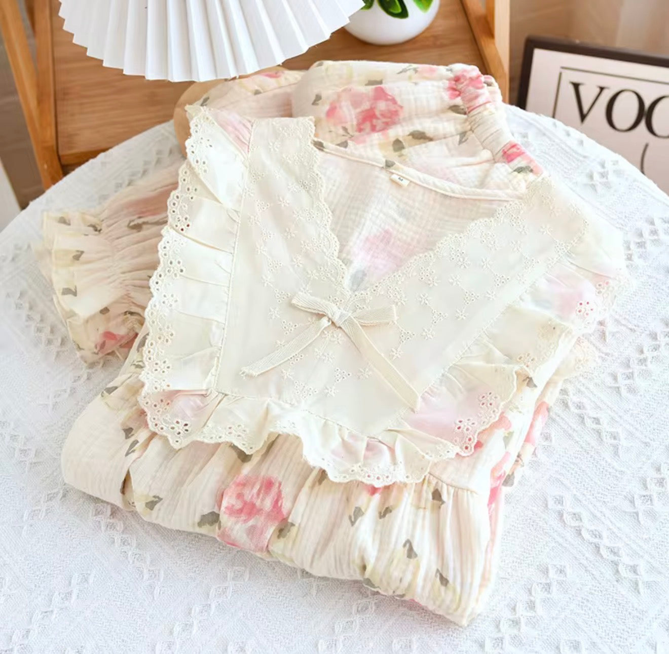 Charming Floral Lace Co-ord Set 100% pure cotton