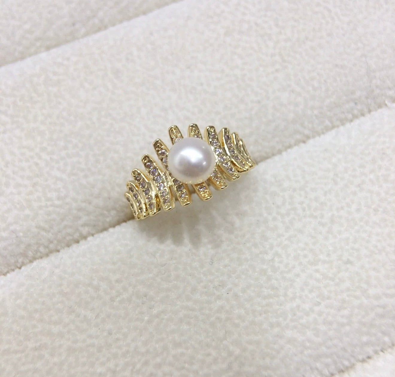 Pearl Nest Designer Ring perfect for daily wear 18k gold plated stainless