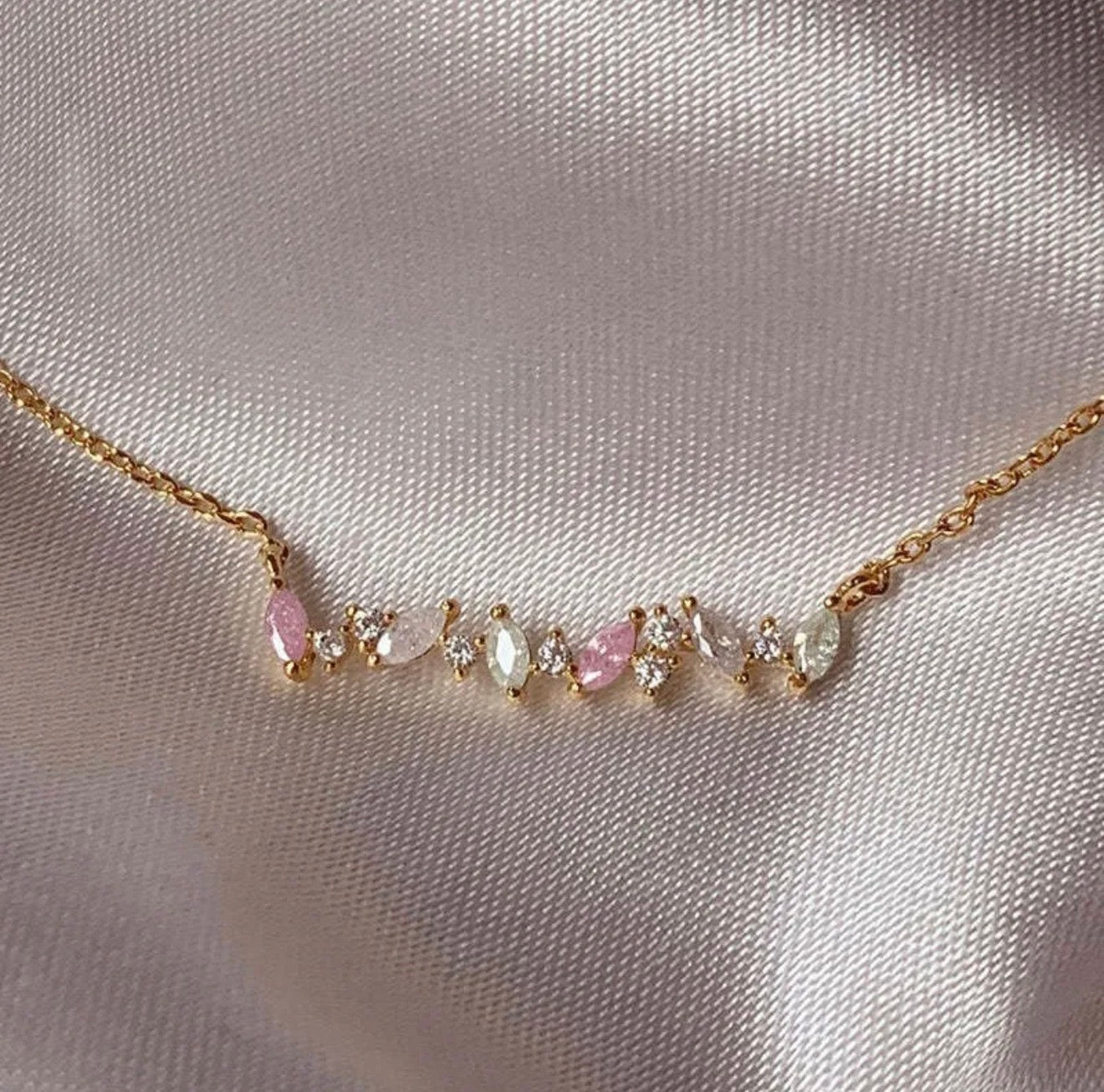 Delicate Pastel Crystal Necklace stainless steel