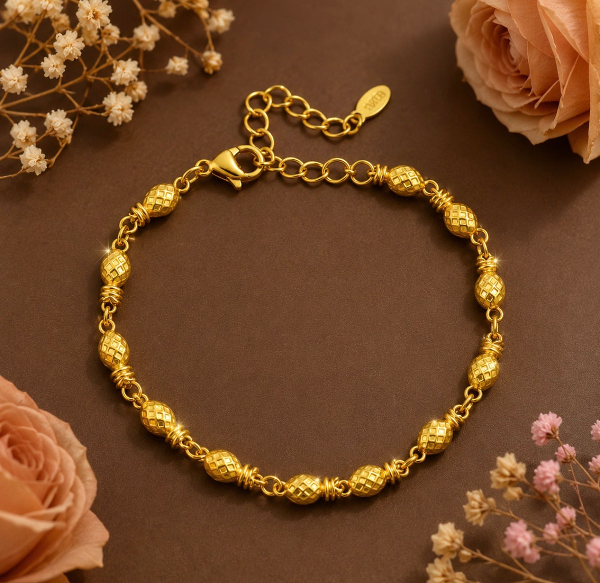 Textured Gold look Bead Bracelet ✨316L stainless steel 24k gold plated