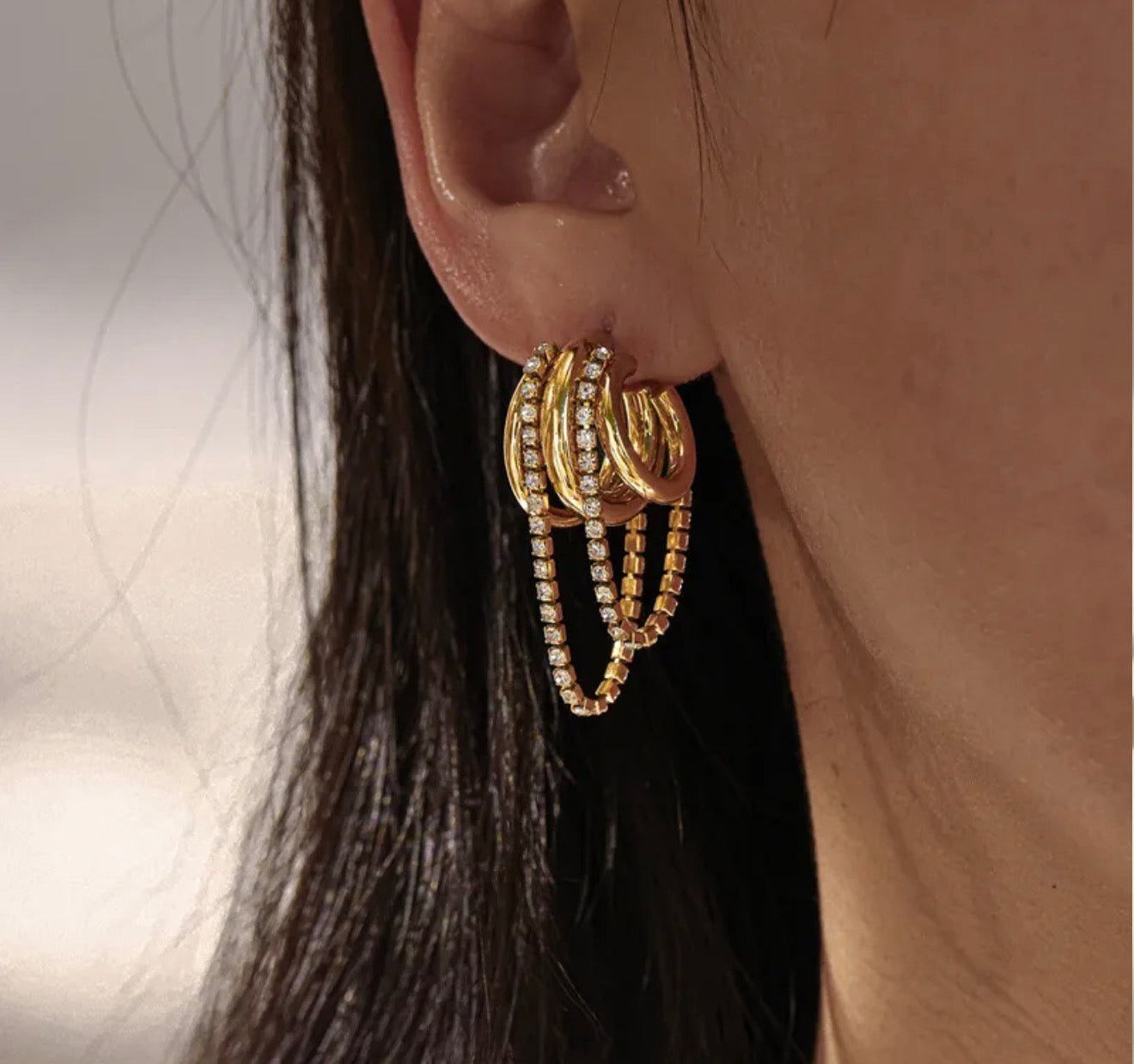 Luxe Drip Hoop Earrings 304 stainless steel 18k gold plated