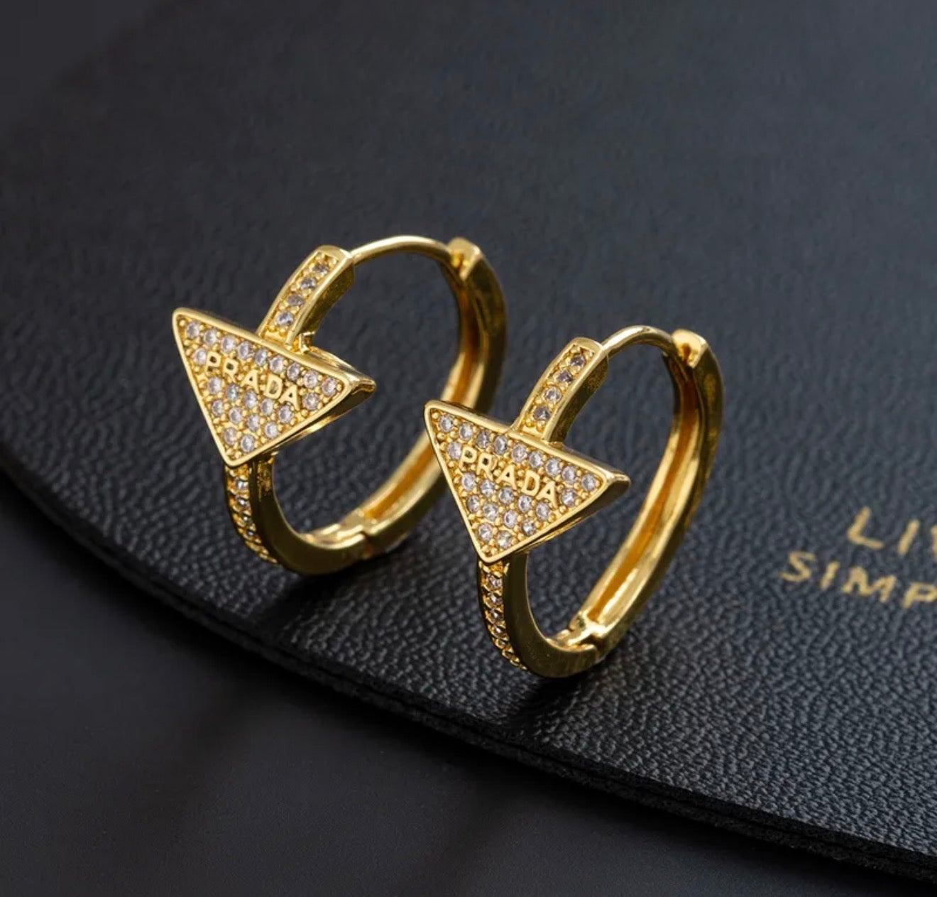 Prada Crystal Triangle Hoop Earrings ✨316L stainless steel