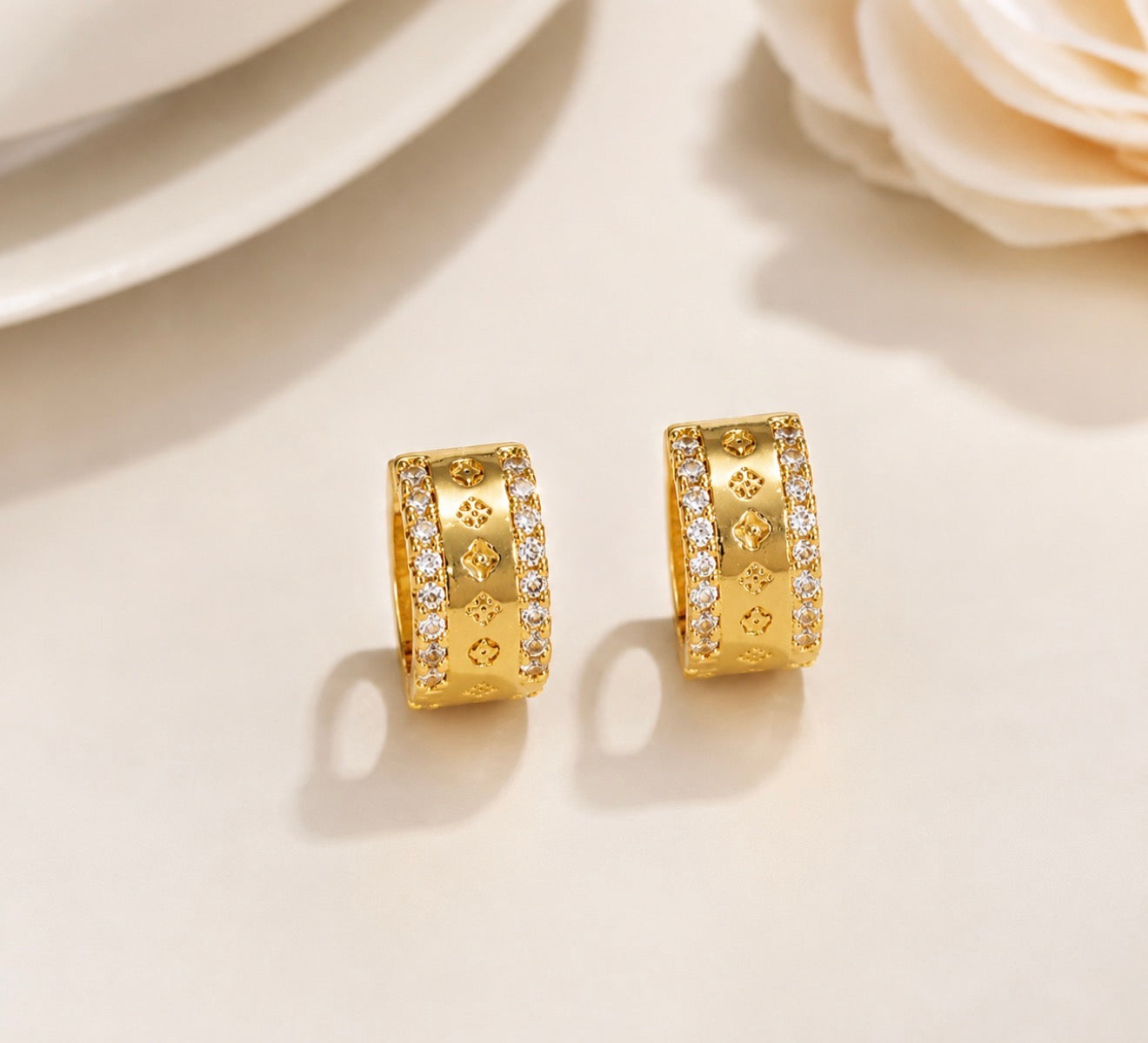 Luxury CZ Gold Huggie Earrings ✨316L stainless perfect for daily wear