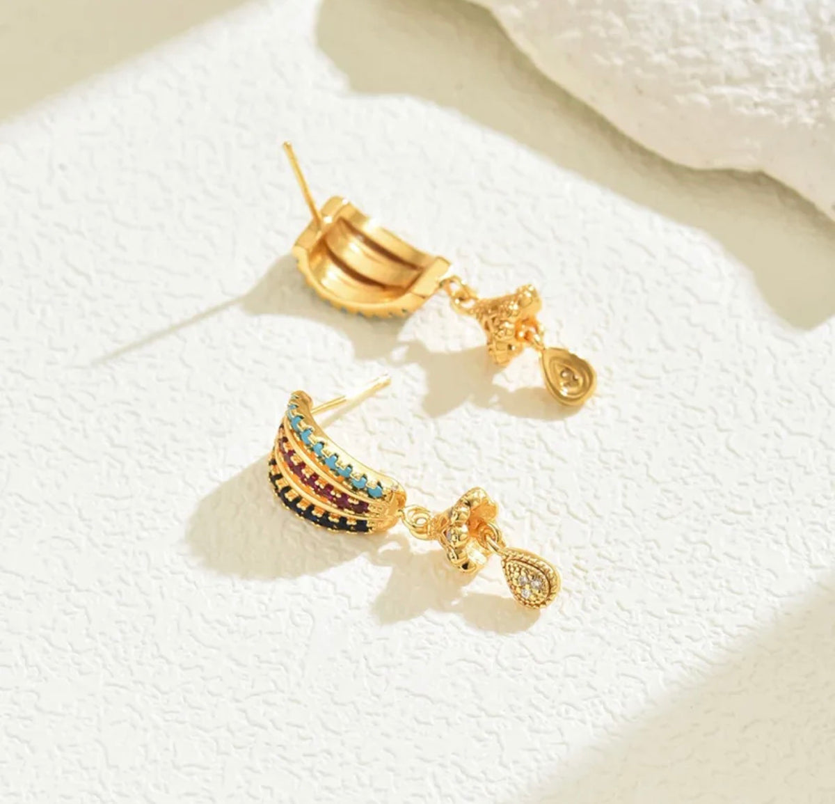 Multicolor Jhumka Drop Earrings ✨316L stainless steel 18k gold plated