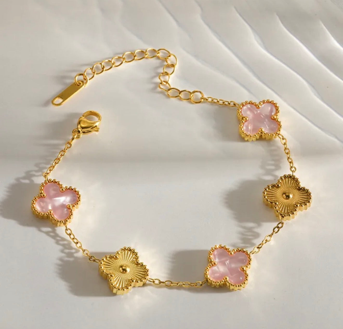 Pink gold clover bracelet✨316L stainless steel 18k gold plated