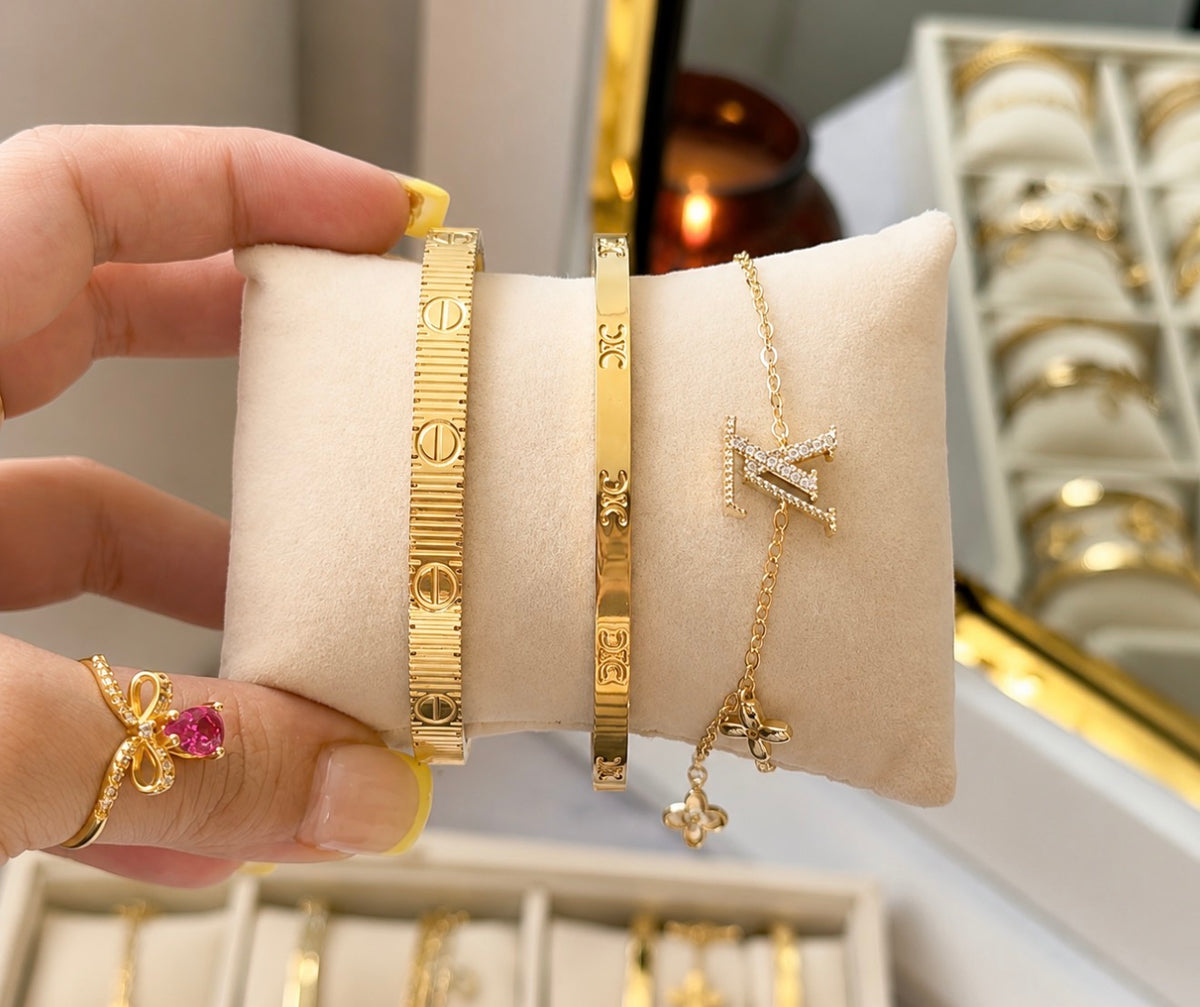 Cartier • Celine • LV Golden Icons Bracelet Stack ✨316L stainless in premium quality