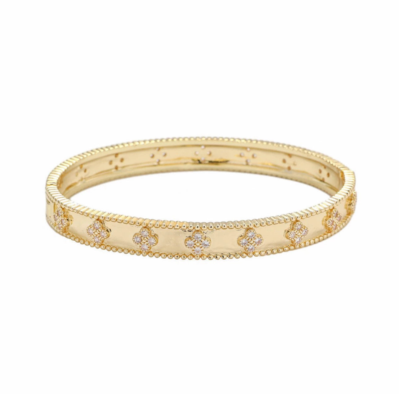 Radiant Crystal Studded Gold Bracelet 304 stainless steel 18k gold plated