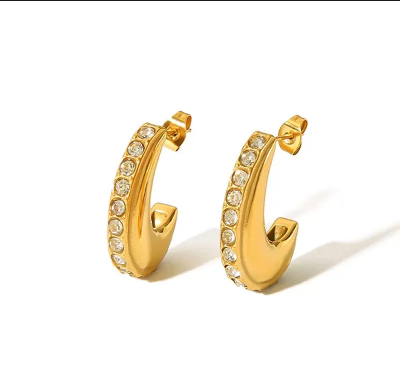 Luxury Diamond-Look Hoops 18k gold plated stainless
