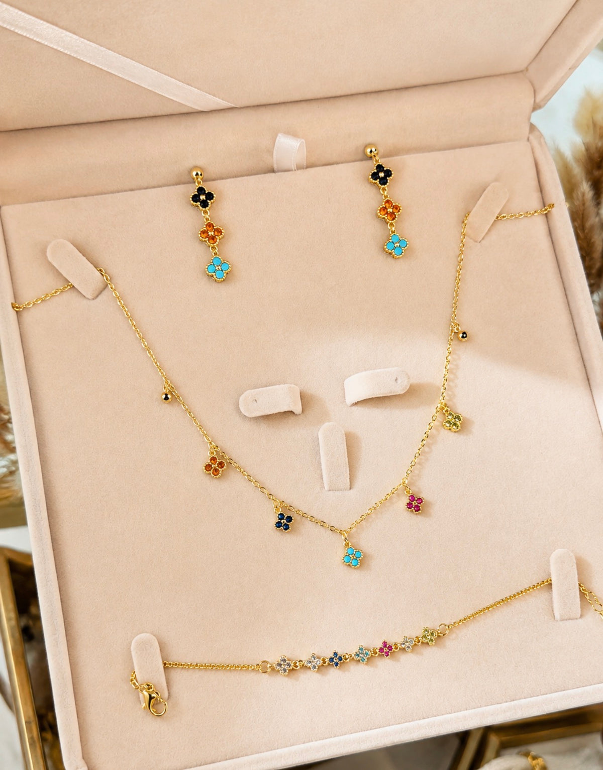 Multicolor Floral Jewelry Set 🌸✨18k gold plated stainless