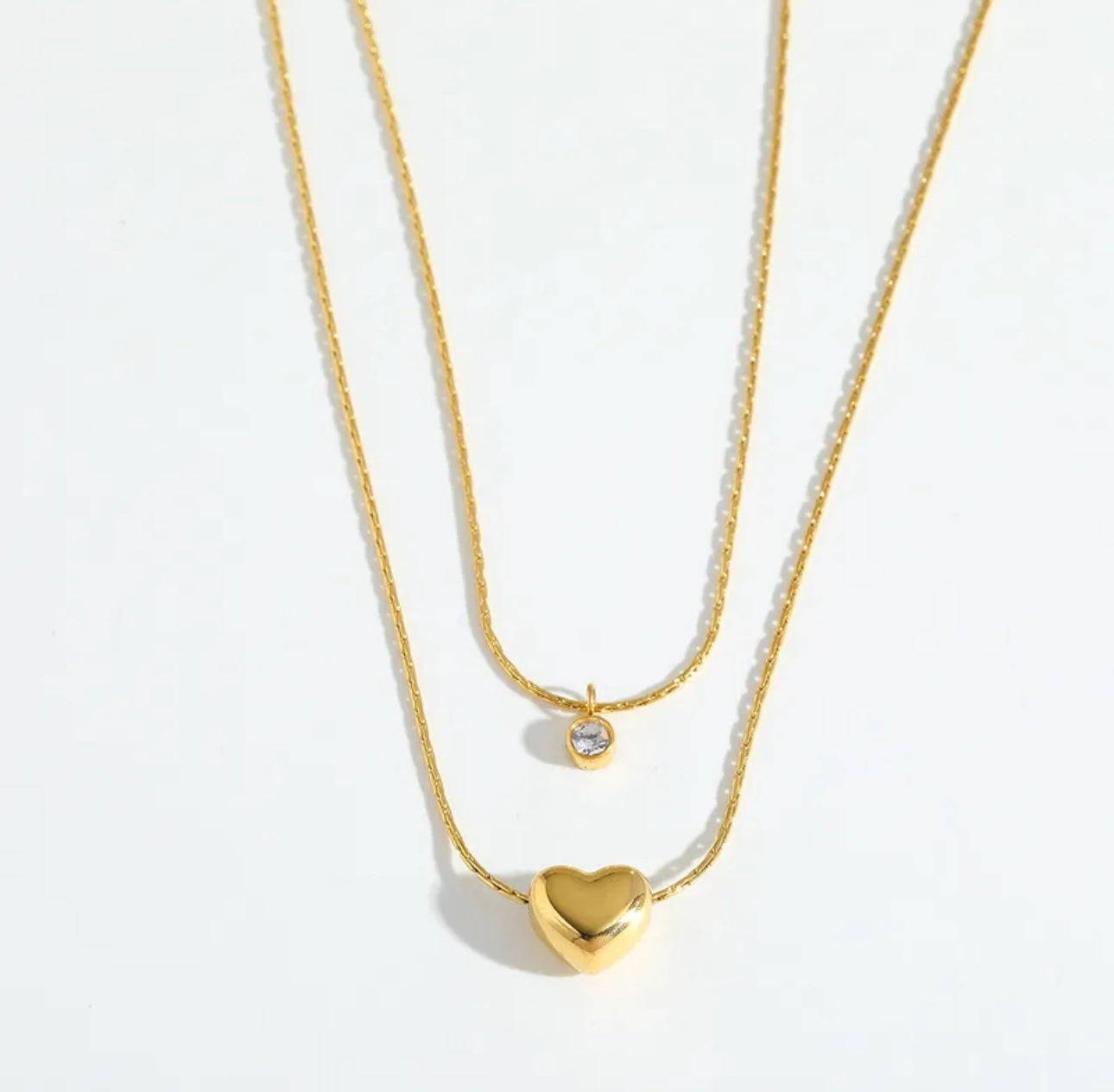 Elegant double chain stainless steel 18k gold plated