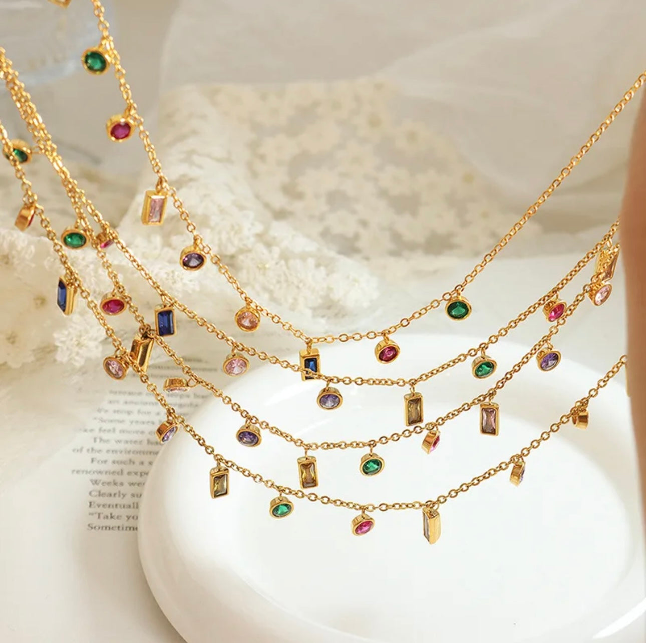 Lg style shine geometric stainless steel 18k gold plate necklace