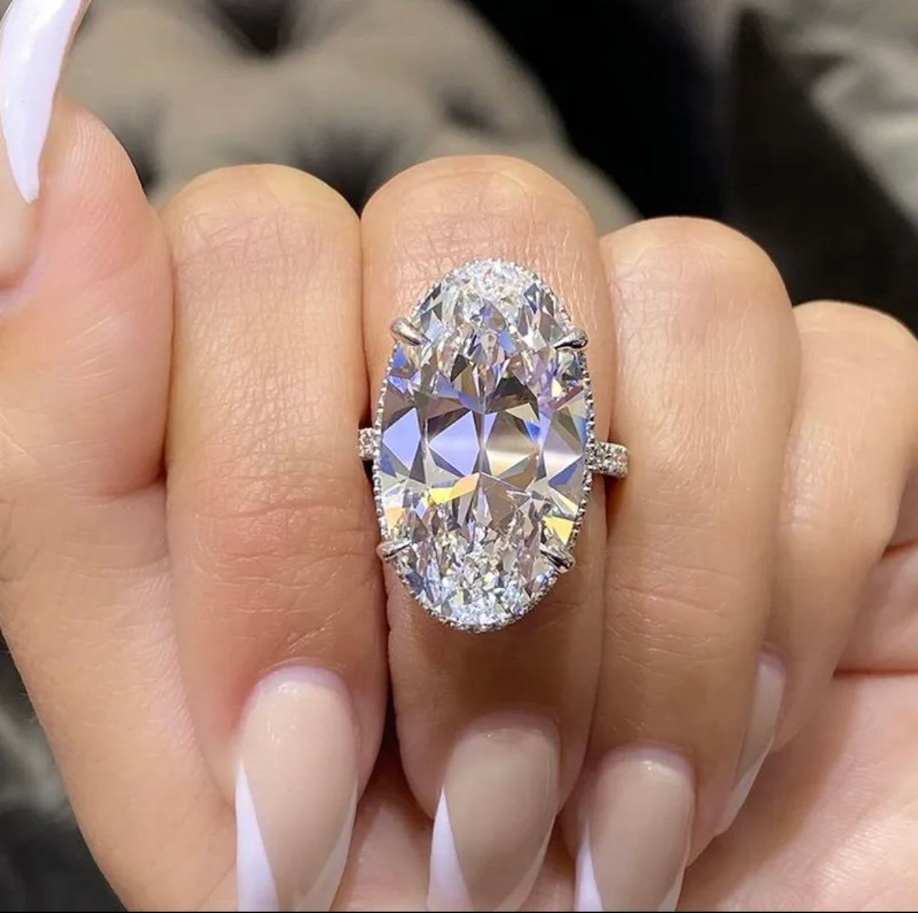 Elegant big white stone ring