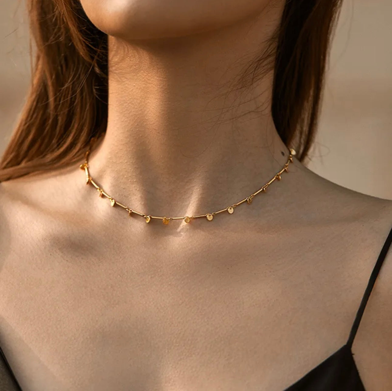 Simple elegant 18k gold plate necklace