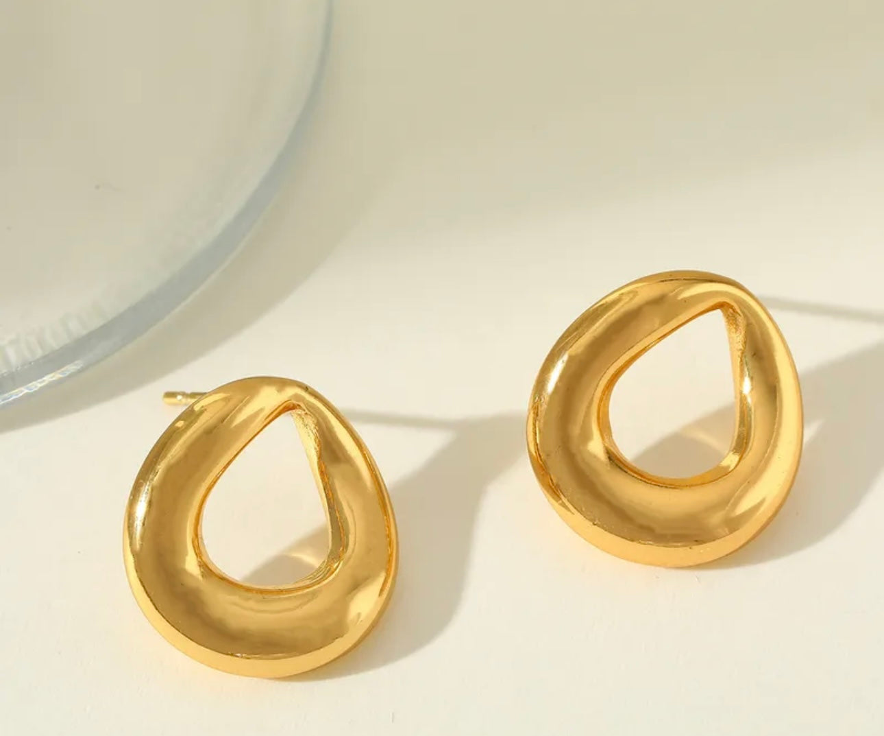 Elegant cute retro 304 stainless steel 18k gold plated chain plus earrings