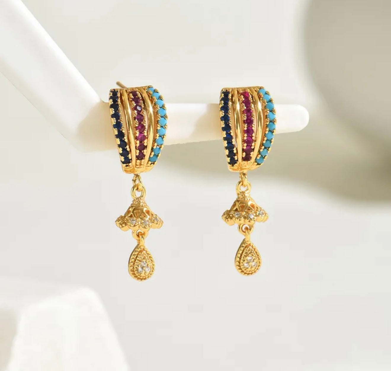 Multicolor Jhumka Drop Earrings ✨316L stainless steel 18k gold plated