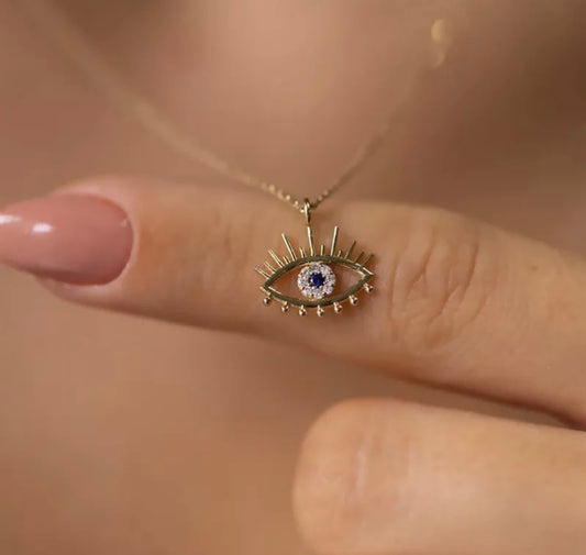 Golden Nazar Necklace 304 stainless steel 18k gold plated