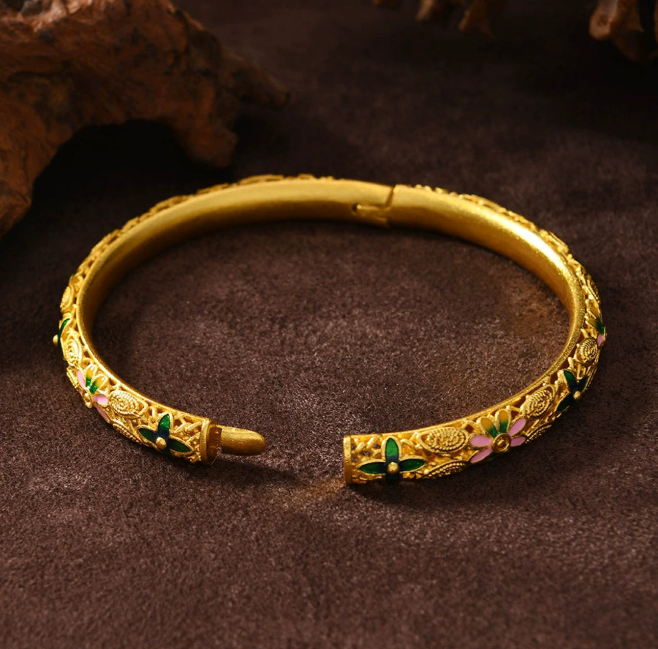 Heritage Floral Kada – Grace in Every Detail (two) stainless 18k gold plated