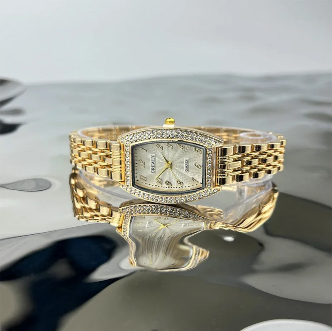 Simple style geometric 304 stainless steel 18m gold plated watch