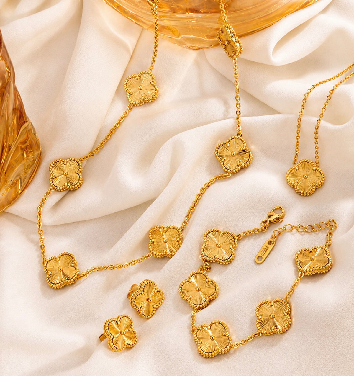 Van Cleef Gold Clover Jewelry Set ✨18k gold plated 316L stainless steel