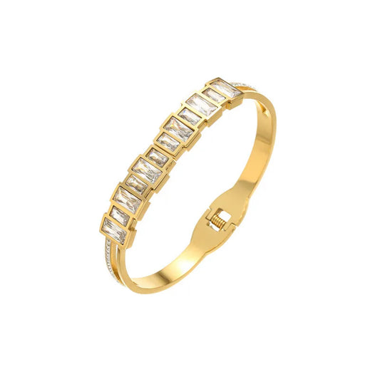 Lustre Line Crystal Bracelet 304 stainless steel 18k gold plated