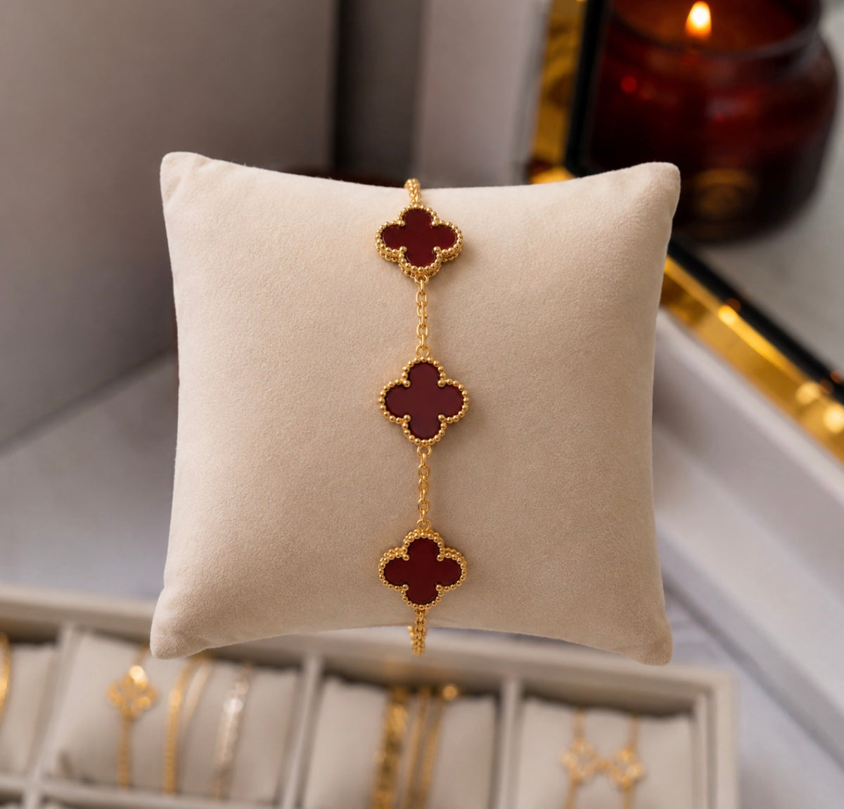 Royal Red Clover Bracelet ✨316L stainless steel