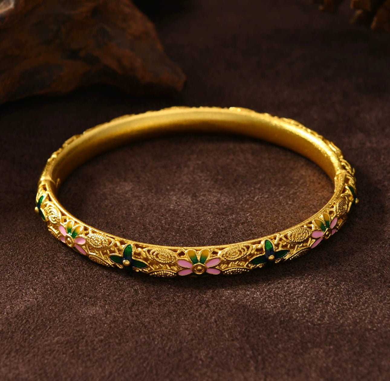 Heritage Floral Kada – Grace in Every Detail (two) stainless 18k gold plated