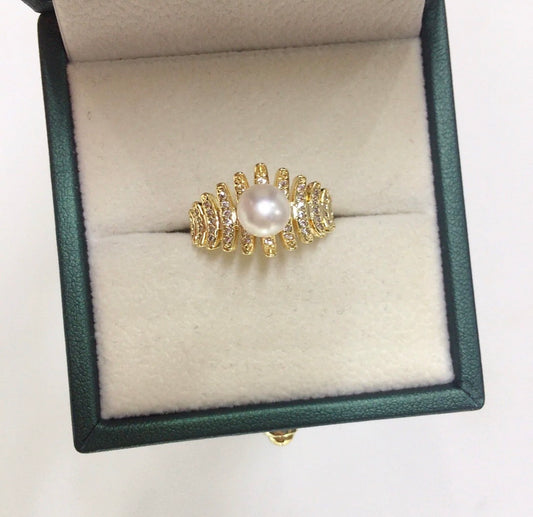 Pearl Nest Designer Ring perfect for daily wear 18k gold plated stainless