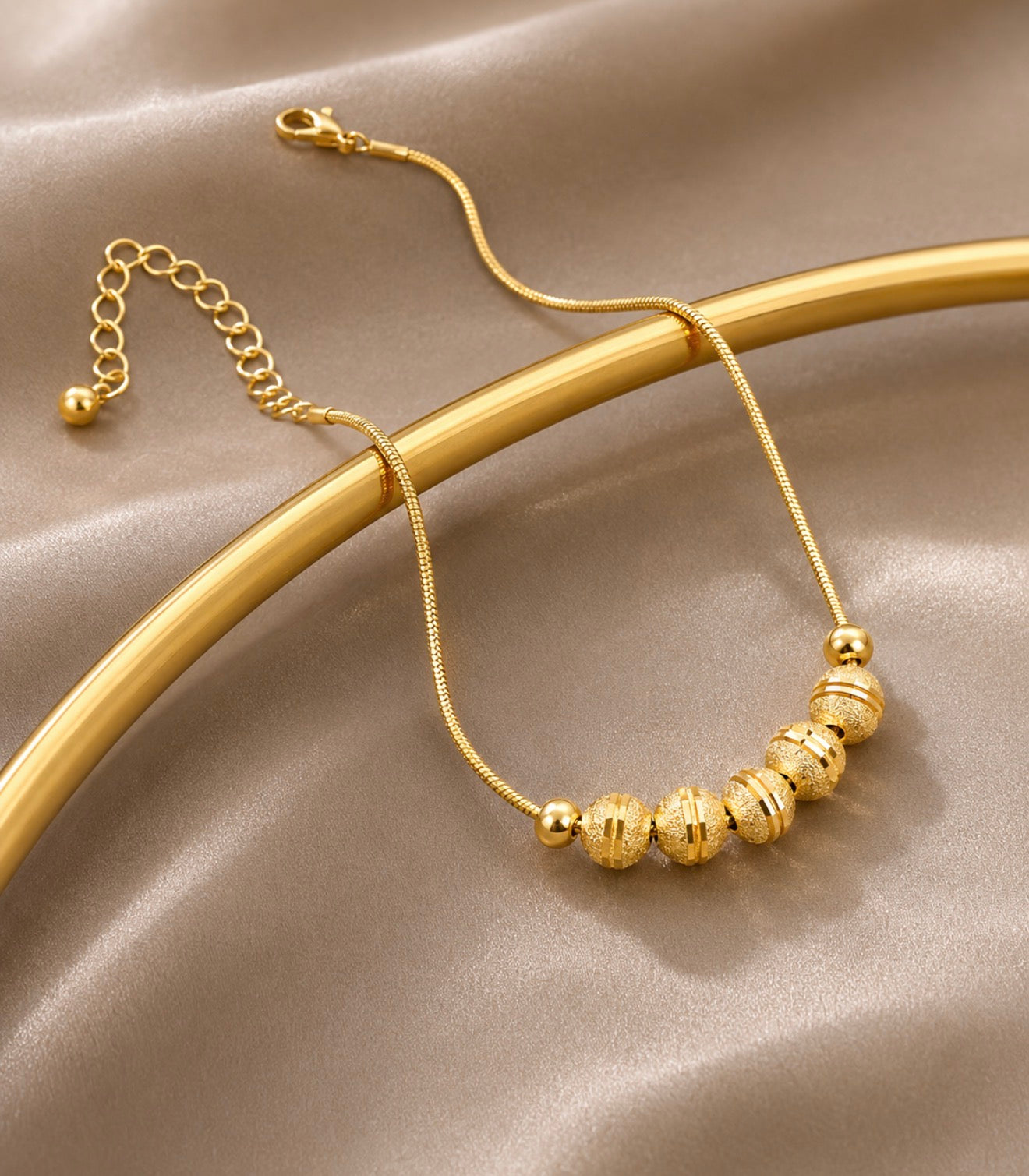 Real gold look beaded set✨316L stainless steel 24k gold plated in perium quality