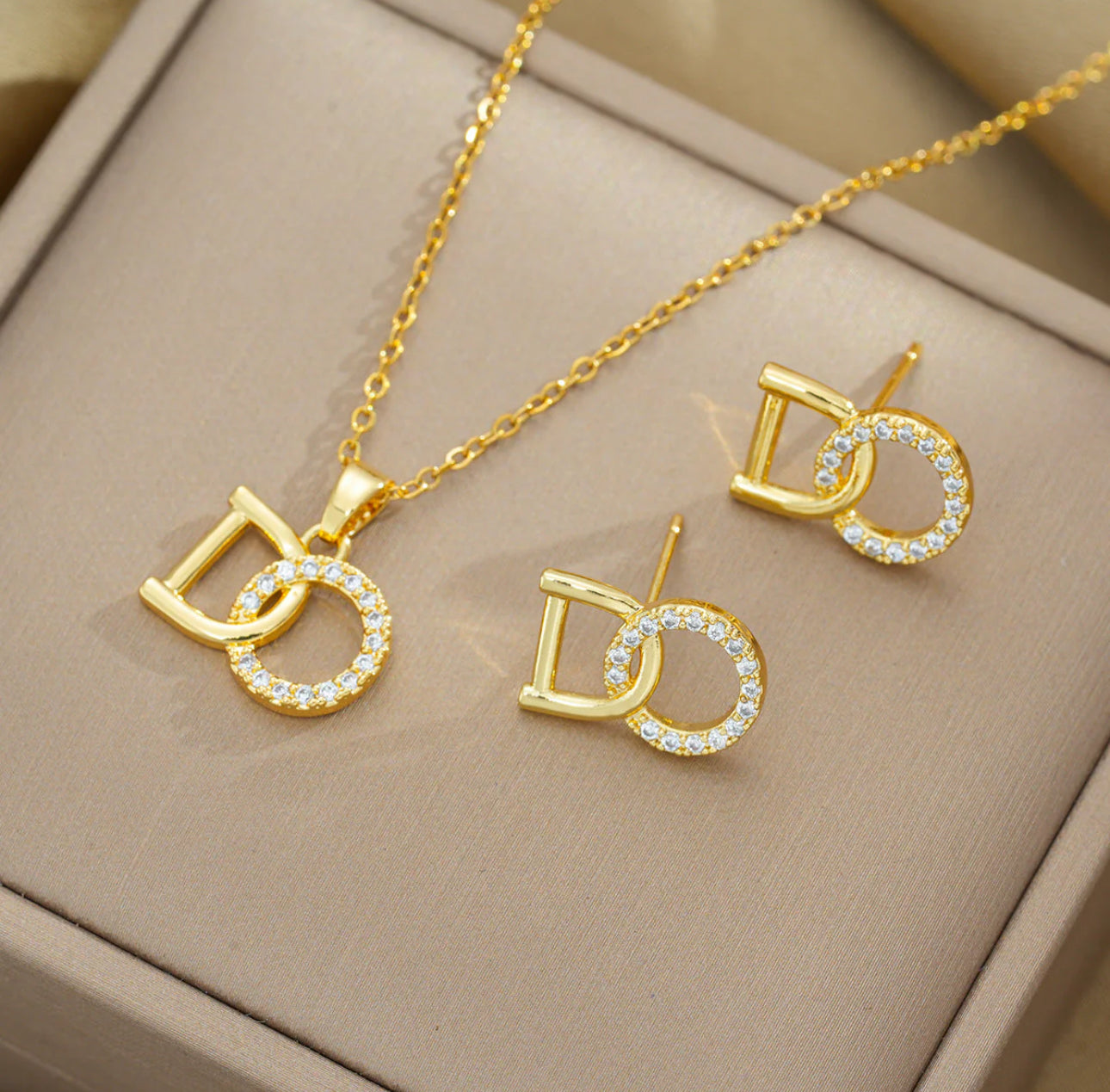 Luxurious dior set 304 stainless steel 18k gold plate
