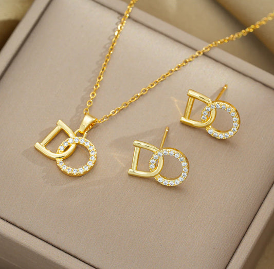 Luxurious dior set 304 stainless steel 18k gold plate