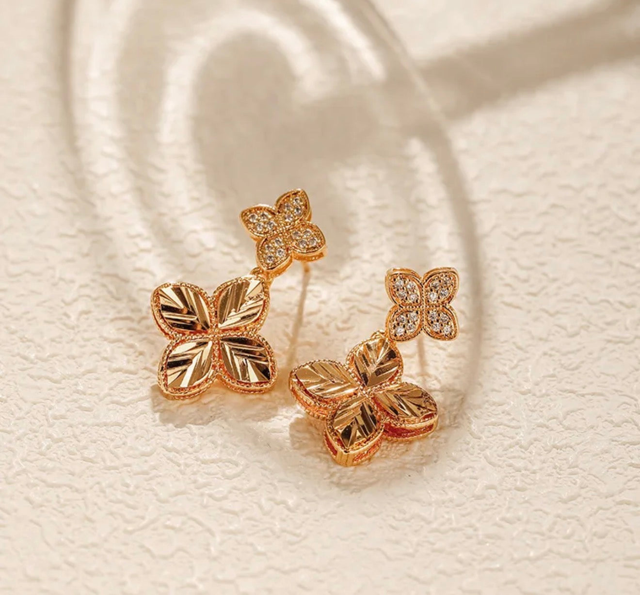 Designer-Inspired Floral Earrings for Women 18k gold plated stainless
