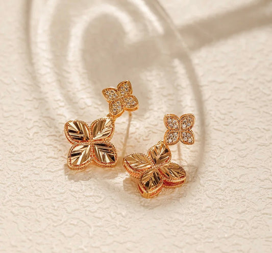 Designer-Inspired Floral Earrings for Women 18k gold plated stainless