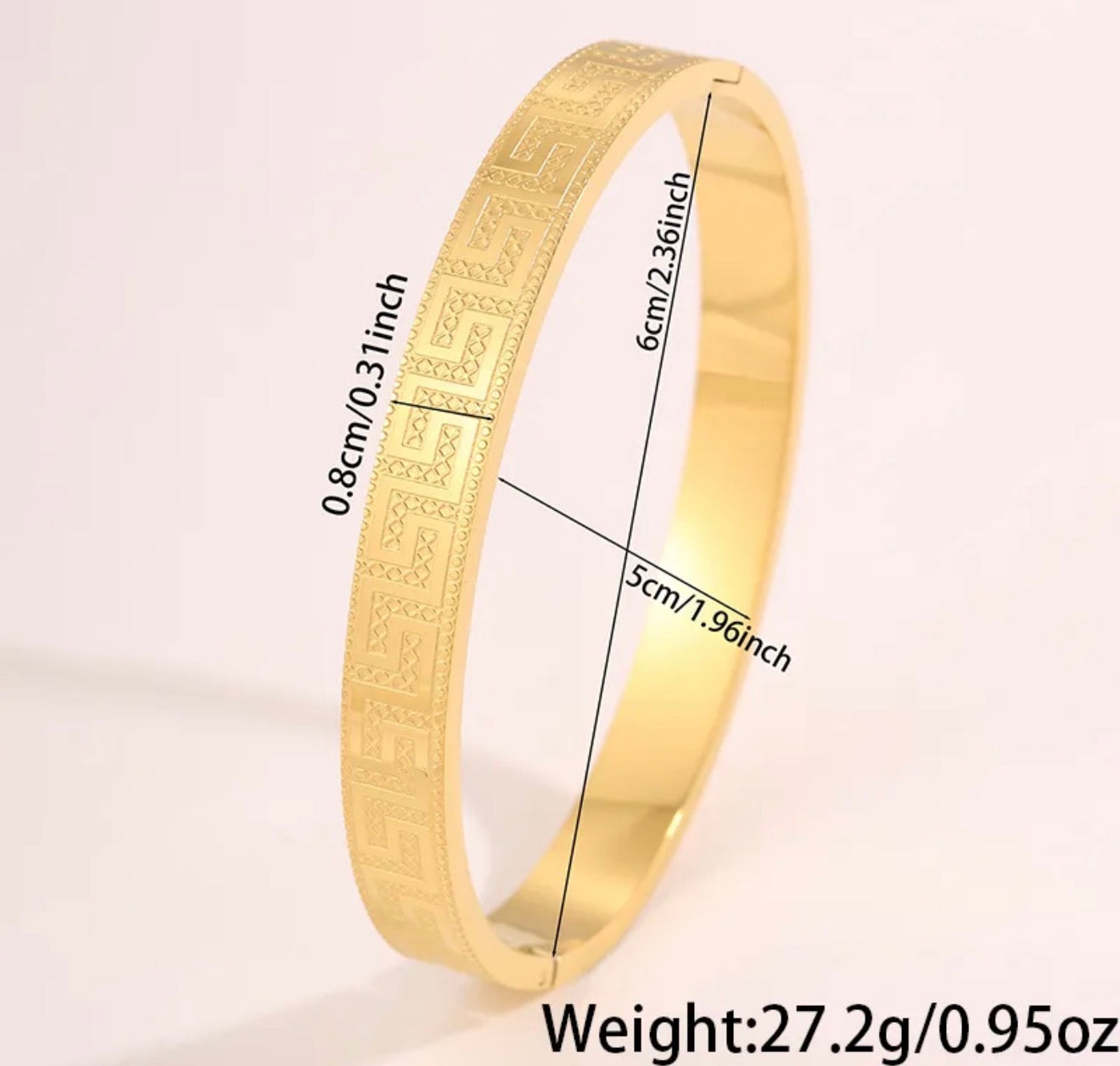 Versa Royale Greek Key Bangle 18k gold plated stainless