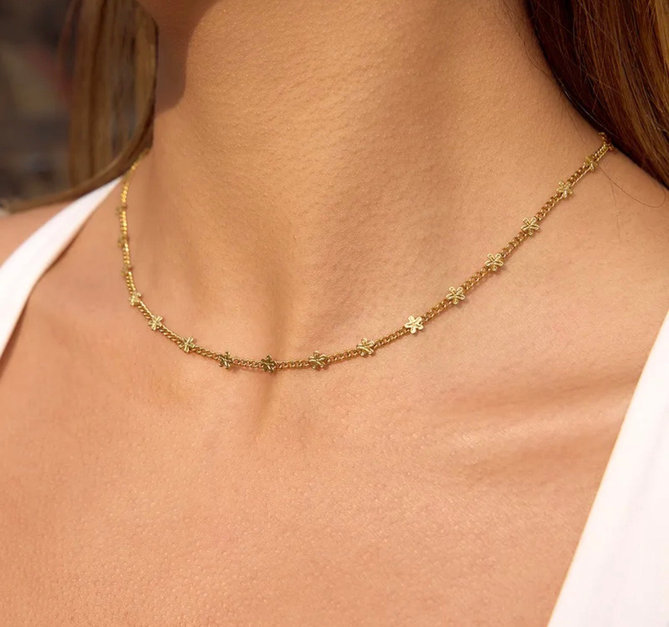 Daisy Glow Necklace & Bracelet Set 304 stainless steel 18k gold plated