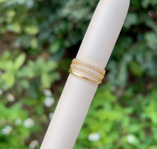 18K Gold Plated Luxe Layers Ring | Everyday Elegance stainless