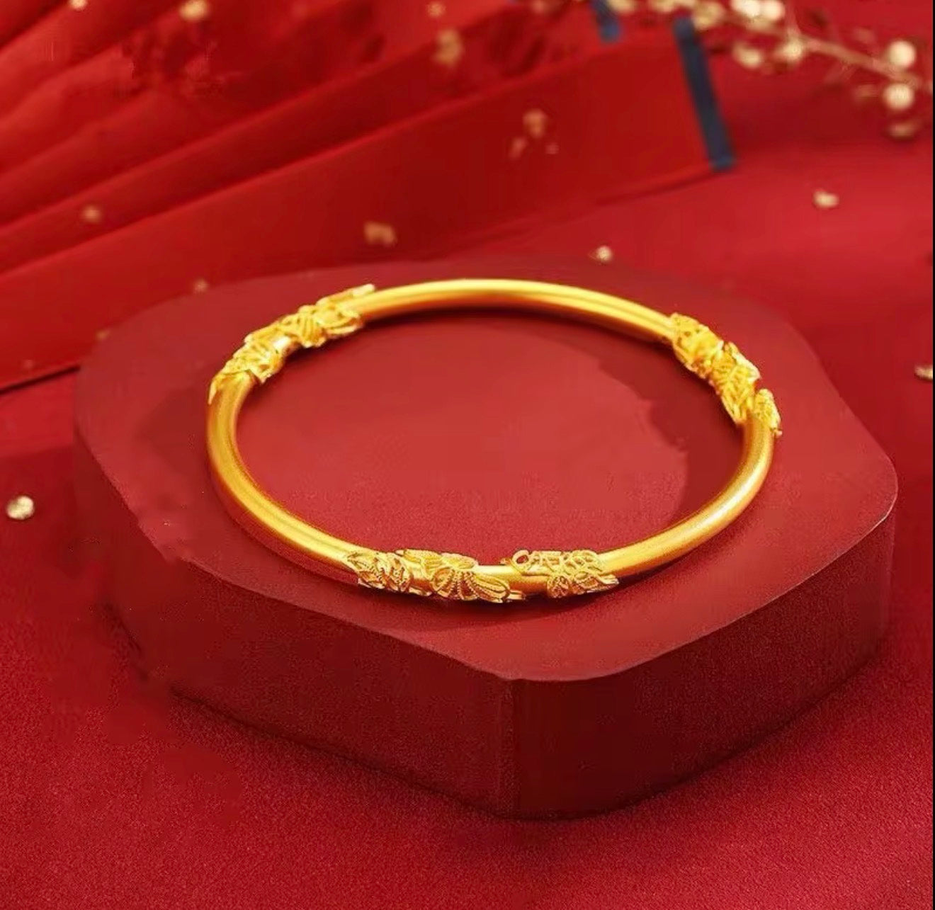 Maharani Floral Gold Kada 18k gold plated stainless steel