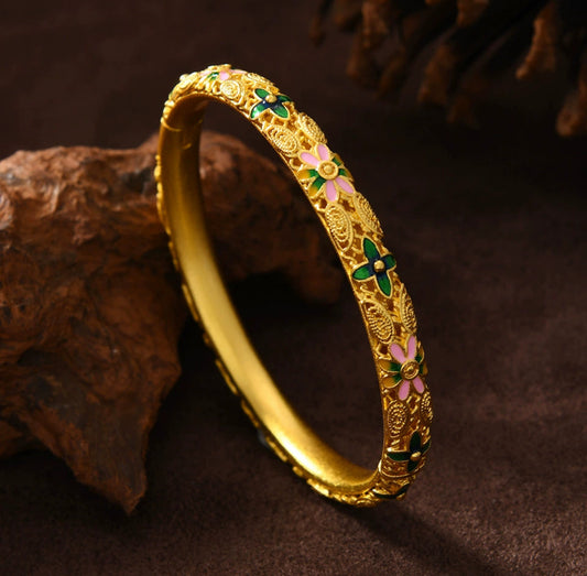 Heritage Floral Kada – Grace in Every Detail (two) stainless 18k gold plated