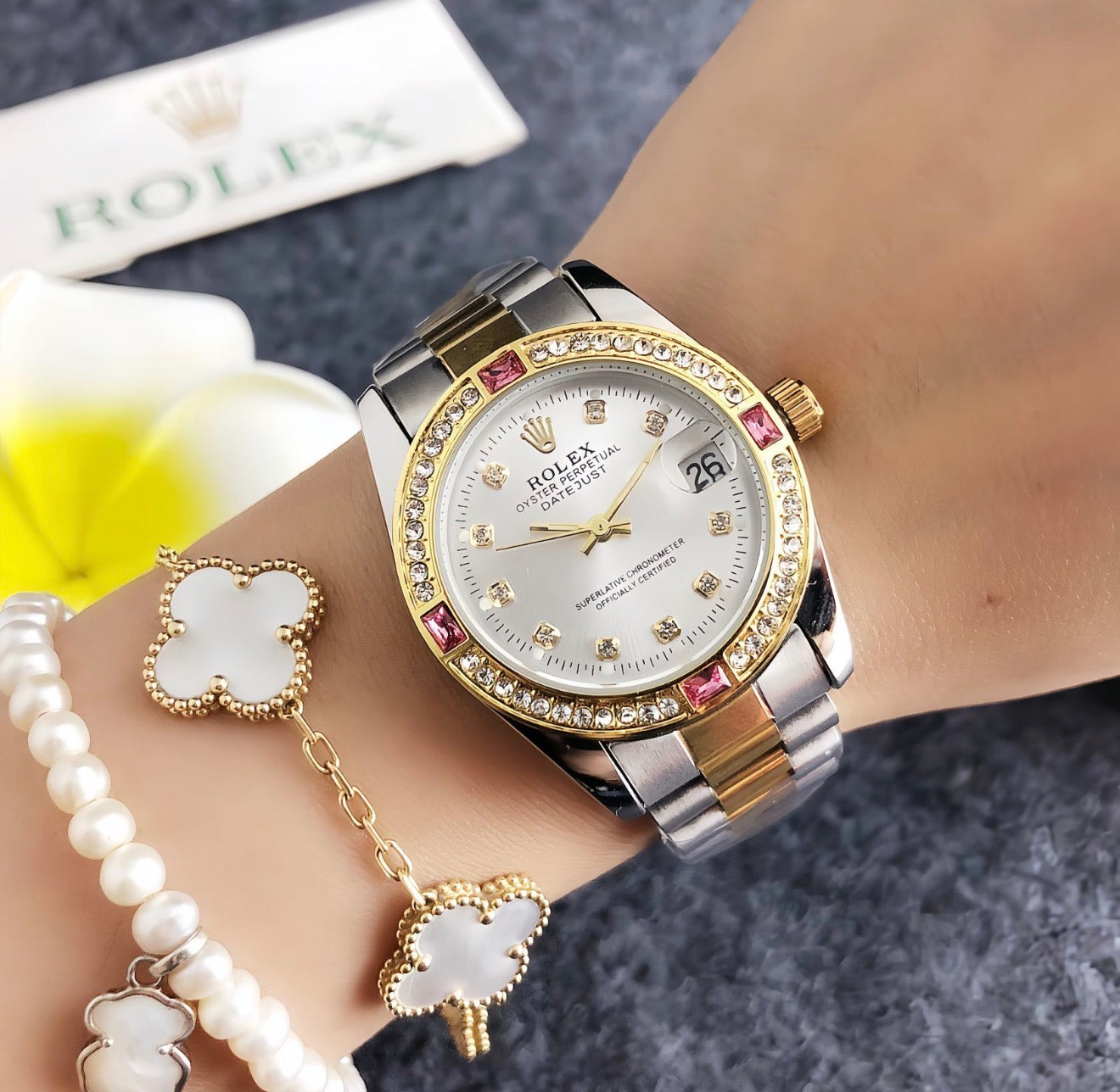 Royal Ruby Luxe Two-Tone Watch in higher quality waterproof stainless