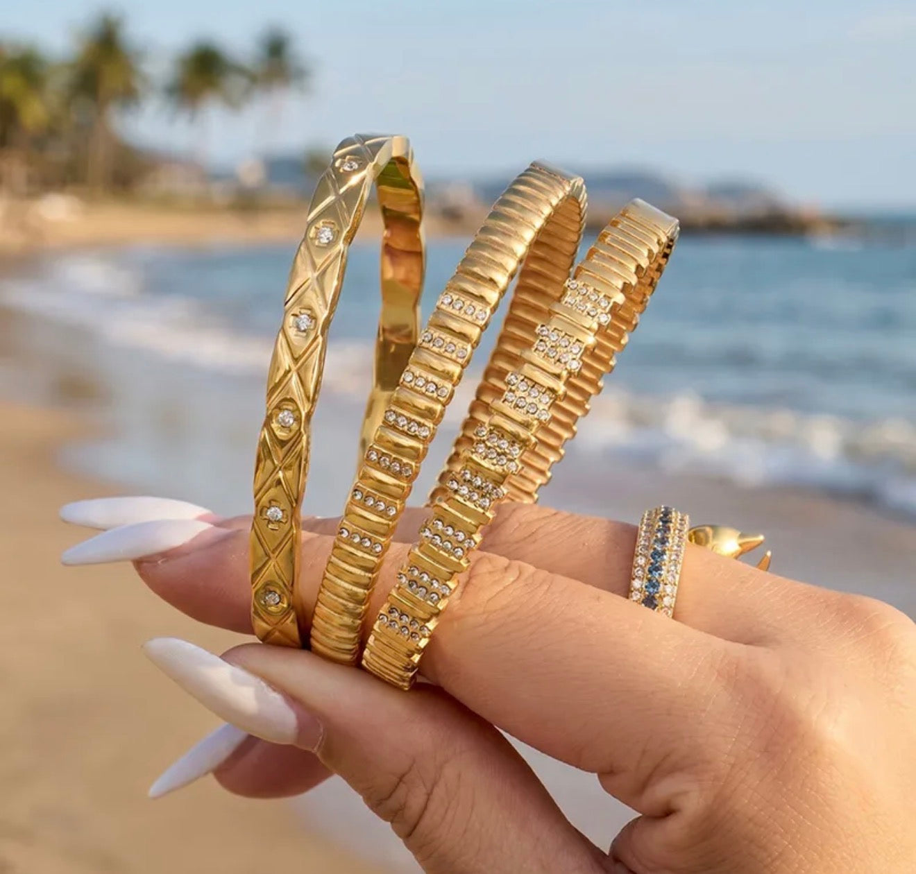 Everyday Luxe Bangles combo 304 stainless steel 18k gold plated