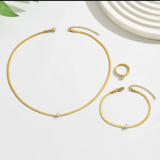 Elegant style daily wear set 304 stainless steel 18k gold plated