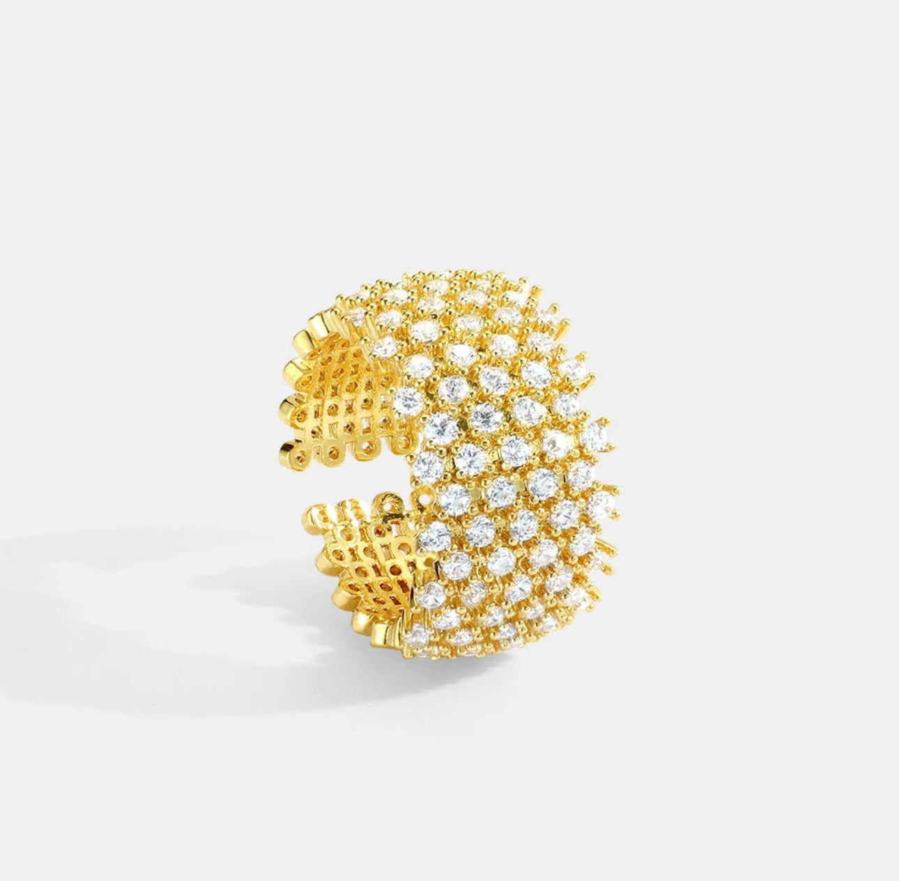 Golden Luxe Crystal Statement Ring 304 stainless 18k gold plated